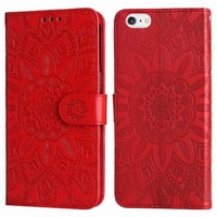 Funda Tipo Cartera Foxdock Para Iphone 6/6S , Diseño Girasol En Relieve, Cuero Pu, Cierre Magnético, Soporte Y Tarjetero