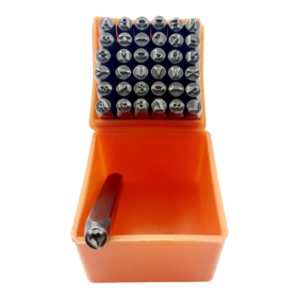 Juego de herramientas de estampado de metal de 37 piezas Números de acero en forma de corazón Sellos de alfabeto de bricolaje Artesanía en cuero (1/8