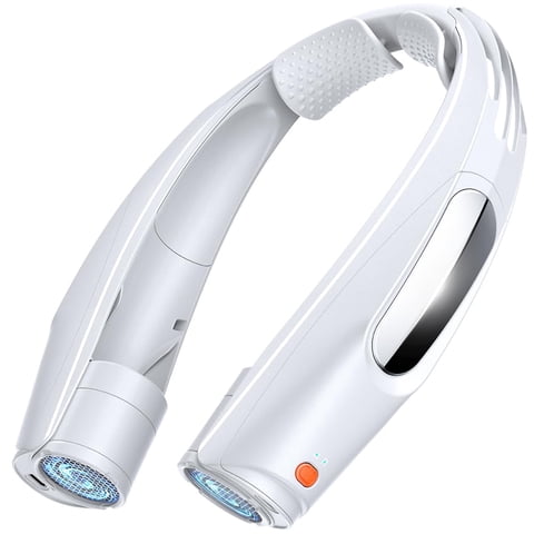 Ventilador De Cuello Portátil Zeefo 6000 Mah, Funciona Con Pilas, Blanco