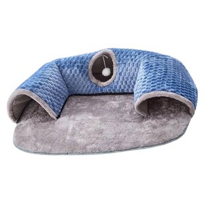 Ioensy - Cama Túnel 2 En 1 Para Gatos, Para Conejos Y Hámsteres, Color Azul, Talla L