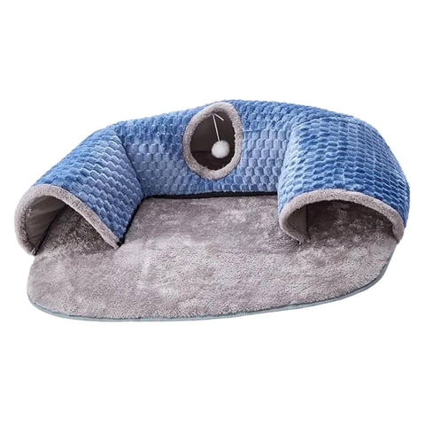 Ioensy - Cama Túnel 2 En 1 Para Gatos, Para Conejos Y Hámsteres, Color Azul, Talla L