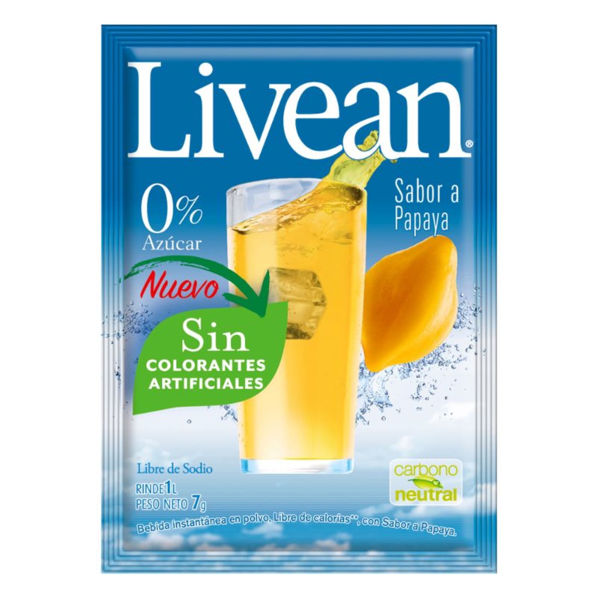 Jugo En Polvo Libre De Azúcar Sabor Papaya 7g Sobre 1 Un Livean