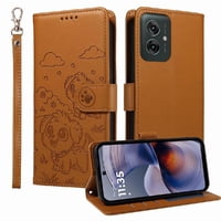 Funda Billetera Foxdock Compatible Con Motorola Moto G55 5G, Diseño Perrito Tierno, Ranuras Para Tarjetas Y Soporte Plegable