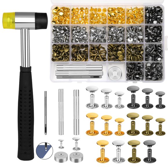 Remaches TLKKUE Kit de 240 piezas con doble tapa para cuero