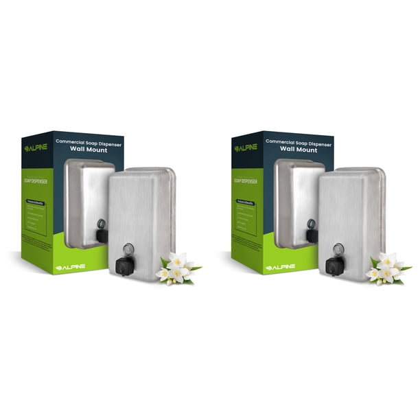 Dispensador de jabón Alpine comercial de acero inoxidable montado en pared 1200 ml