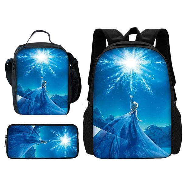 3 pcs set Frozen Princess Elsa Child School Backpack with Lunch Bags ,Pencil Bags ,Cartoon School Bags for Boys Girls Best Gift