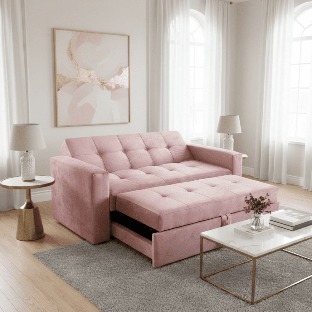Muebles New - Sofa Cama Novus Tres Posiciones Palo Rosa Felpa