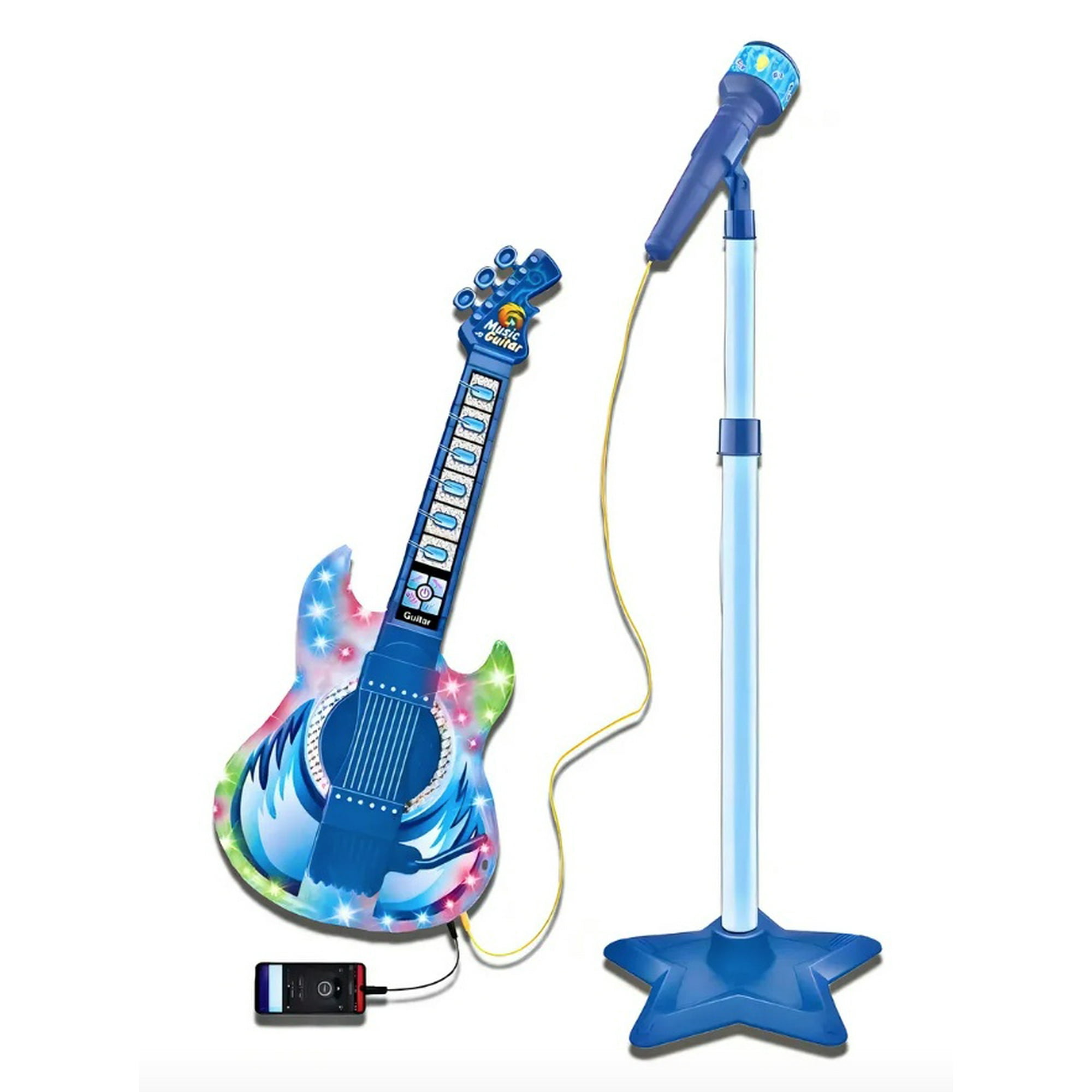 Atlas - Guitarra Juguete Musical Con Micrófono Azul