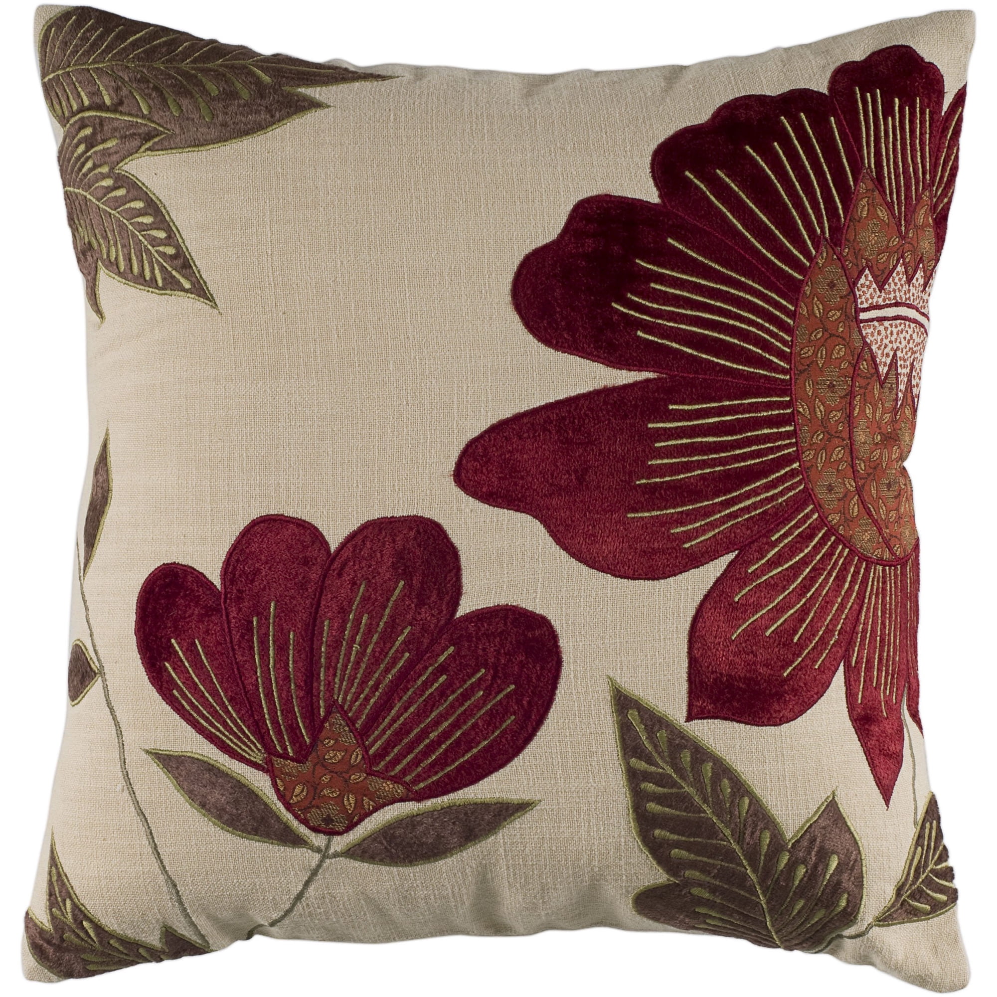 Almohada Decorativa Rizzy Home T04013, Relleno De Polietileno, 45 X 45 Cm, Rojo, Neutro Y Verde