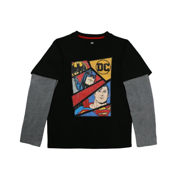 Polera Manga Larga Niño Justice League Go Negro Dc Comics