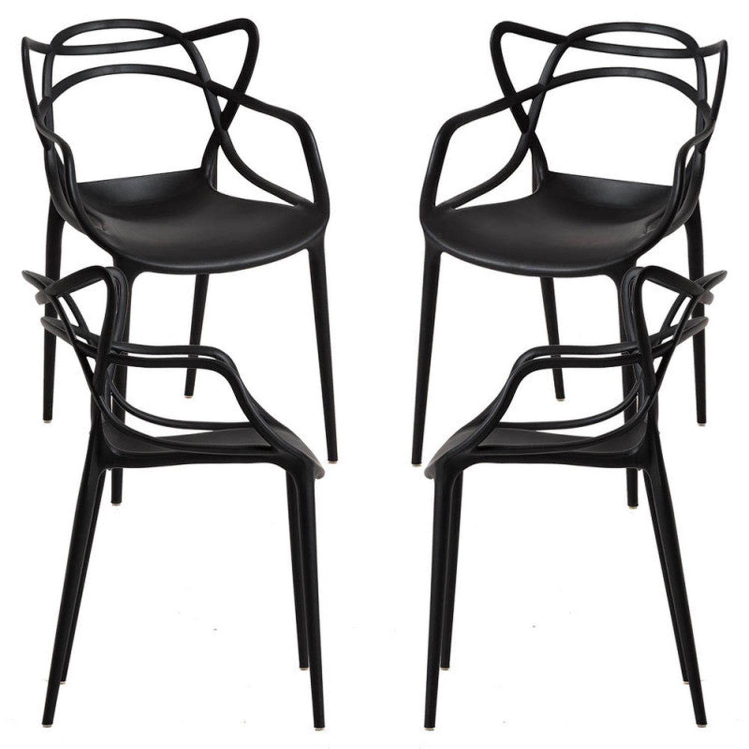Pandalino - Pack 4 Sillas Negras Masters | Ideal Terraza Y Interior Negro