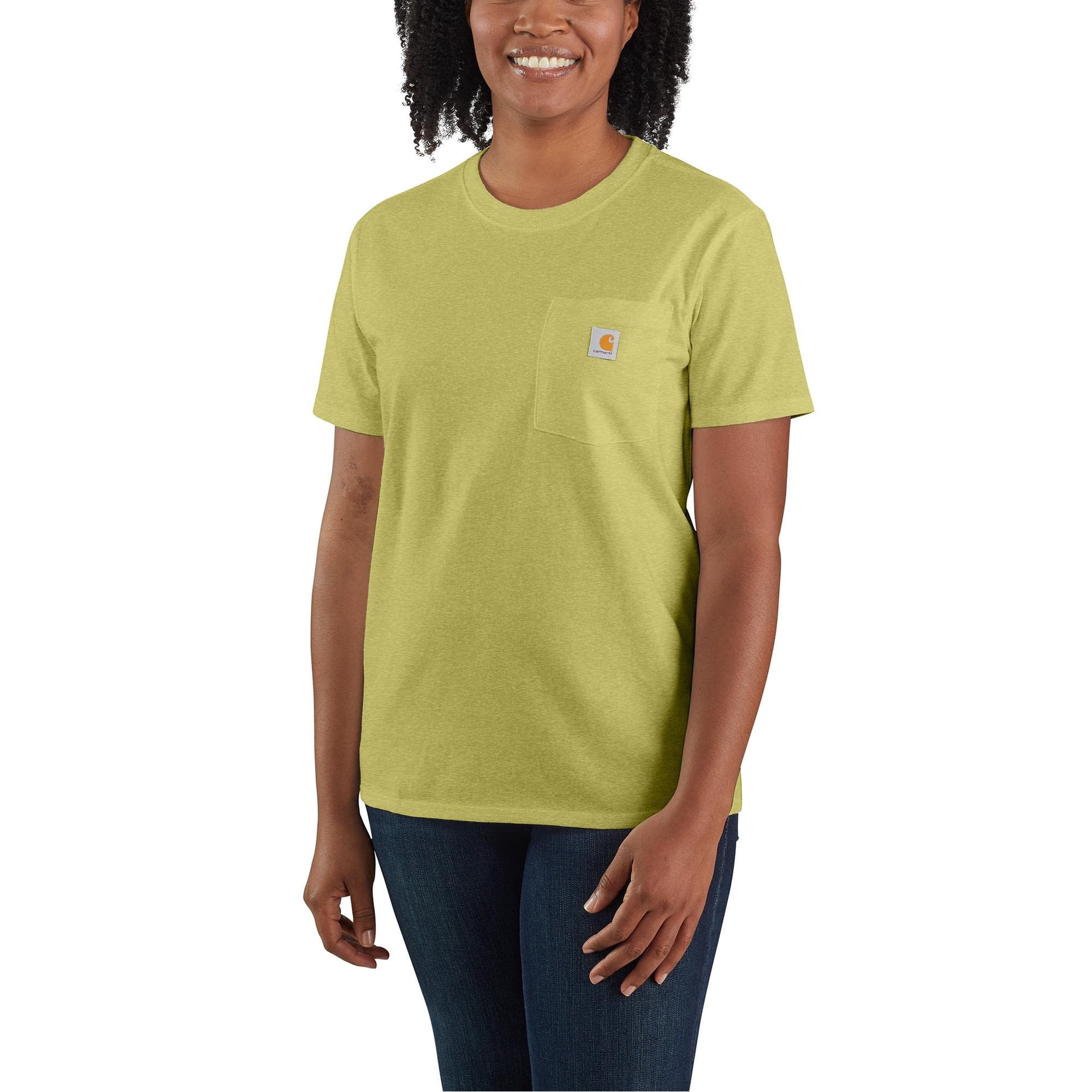 Camiseta Carhartt Iconic Wk87 Pocket Para Mujer, Color Verde Oliva