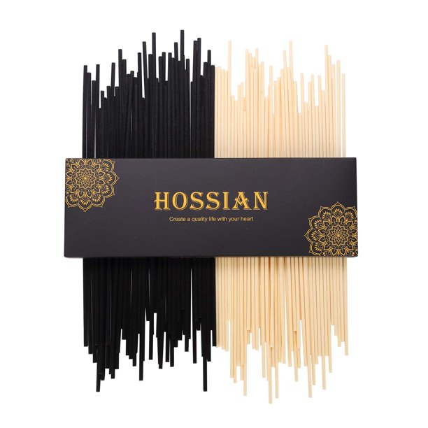 Varillas difusoras Reed HOSSIAN de madera de ratán natural (10 unidades, color negro y beige)