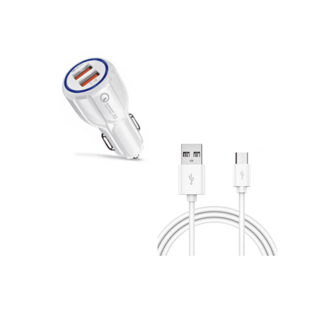 Genérico - Cargador Adaptador Auto Para Celular Doble Usb + Cable Usb-c