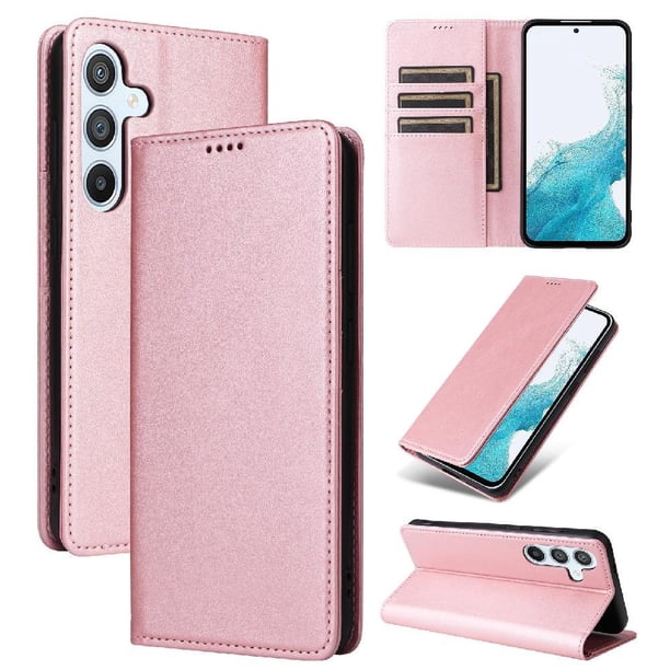 Funda Cartera para Samsung Galaxy A54 con Ranuras Tarjetas y Soporte - Protección Completa Oro rosa