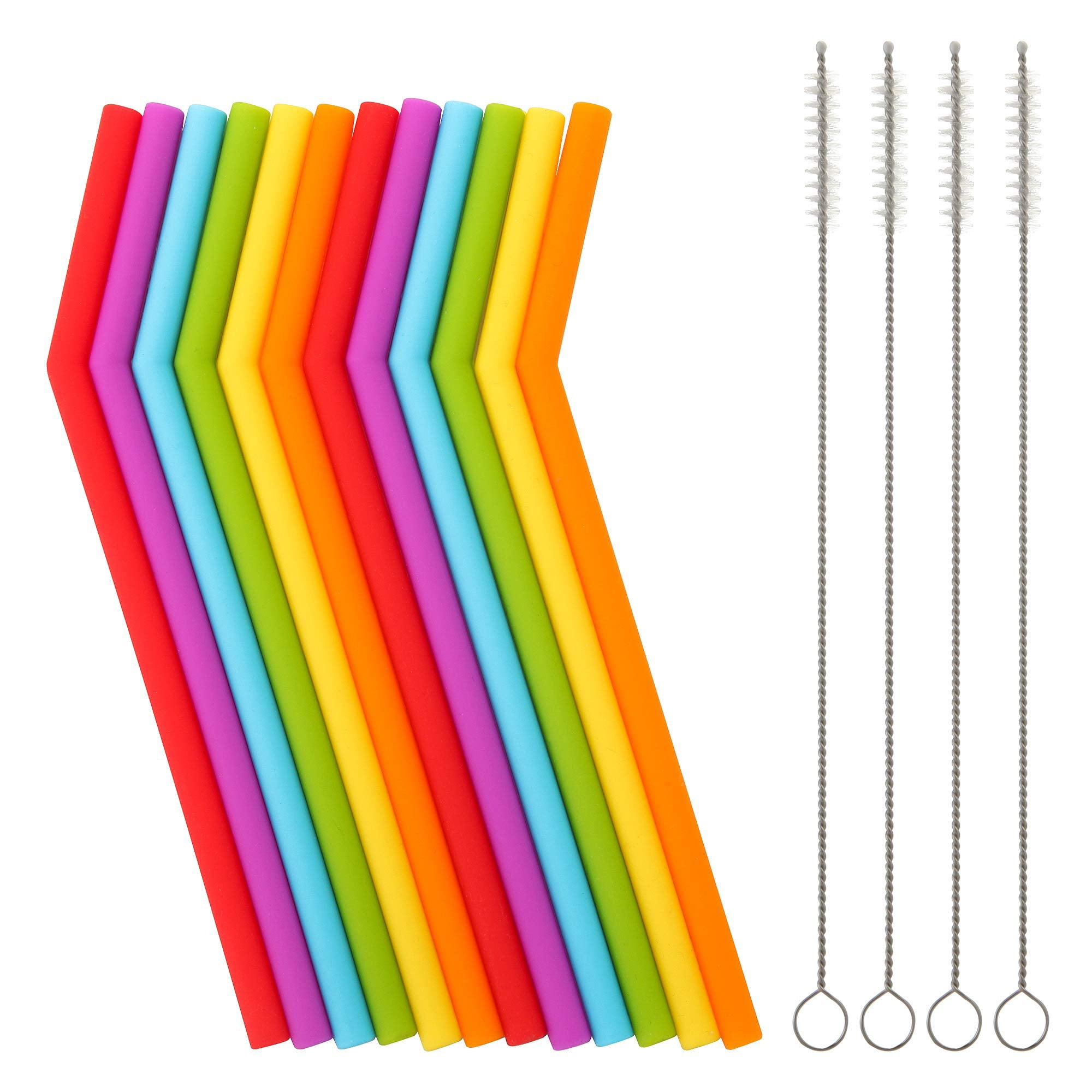 Pajitas De Silicona Reutilizables Veskaoty Para Bebés Y Niños, 12 Unidades
