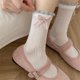 thumbnail image 3 of Xiao Hua 3 pares de calcetines rosas de punto con cuello redondo, calcetines de algodón elástico que absorben la humedad, adecuados para el gimnasio y el uso diario, todos en una sola talla., 3 of 3