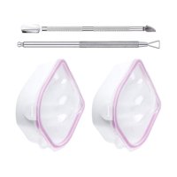 Magideal - 2 Bandejas De Remojo Para Decoración De Uñas, Herramienta Con Empujador De Cutículas, Pelador De Cutículas, Quitaesmalte De Uñas De Gel De Doble Capa Rosa