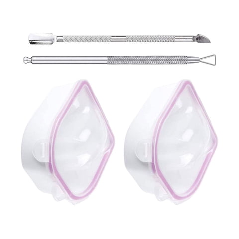 Magideal - 2 Bandejas De Remojo Para Decoración De Uñas, Herramienta Con Empujador De Cutículas, Pelador De Cutículas, Quitaesmalte De Uñas De Gel De Doble Capa Rosa