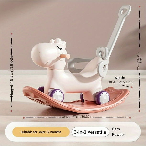 Three-in-one Shaking Horse Multi-functional Baby Toys, Baby Scooter, Household Hand Push Sliding Walking Year Gift, Children's Shaking Horse Dual-purpose Baby Scooter, Household Children's Multi-funct