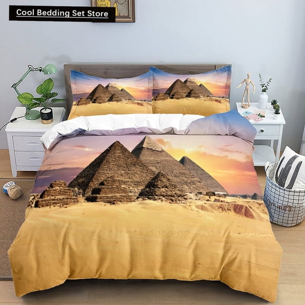 x1995 Bed SheetsAncient Egypt Pharaoh Duvet Cover African Egyptian Style Bedding Set for Teens Adults Black Tribe Ethnic Quilt Cover 3-Piece Bedding Set (1 Duvet Cover + 2 Pillow Shams) nj1995
