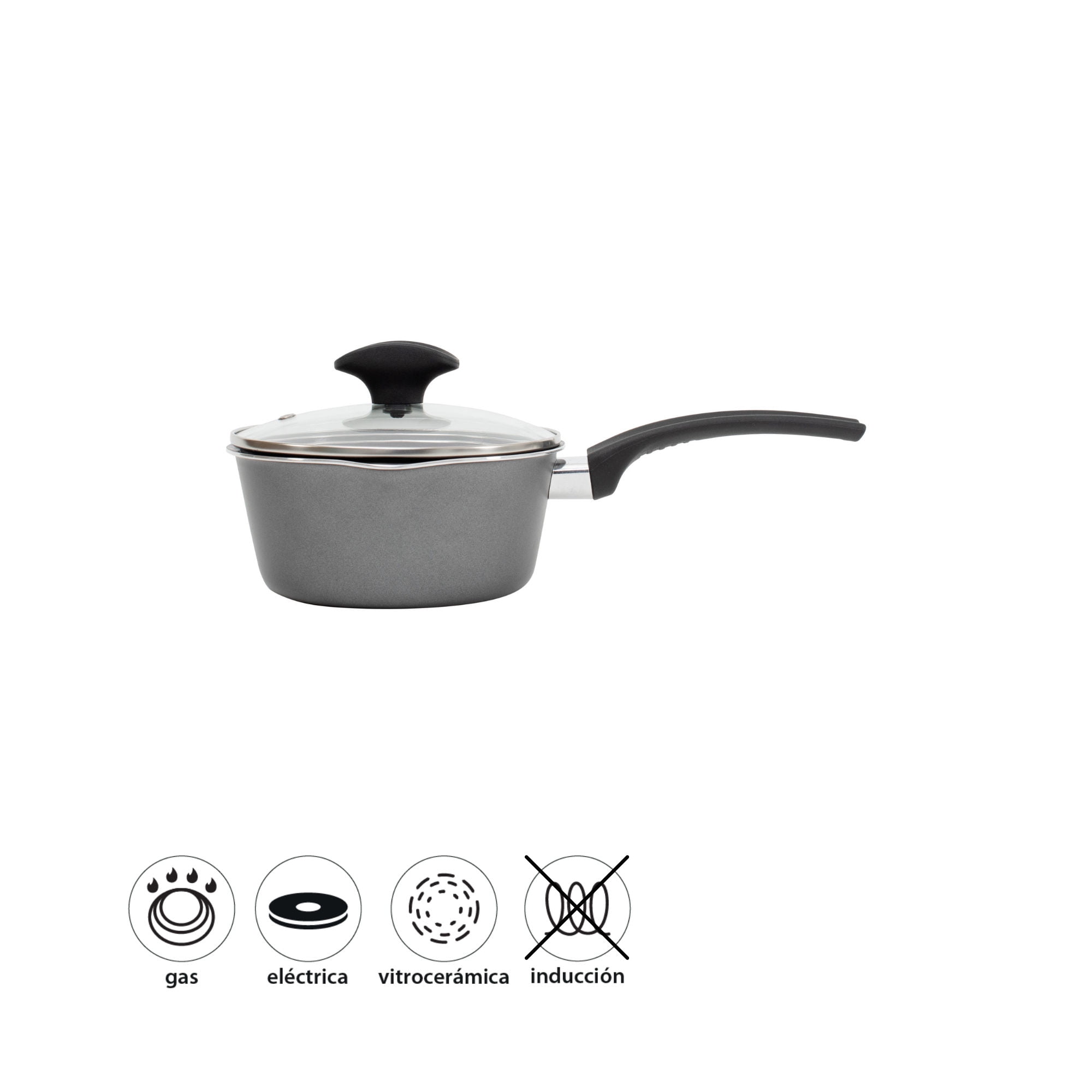 Ilko - Cacerola Con Tapa 1L 16 Cm Every Day Aluminio Reciclado Gris 1 Piezas