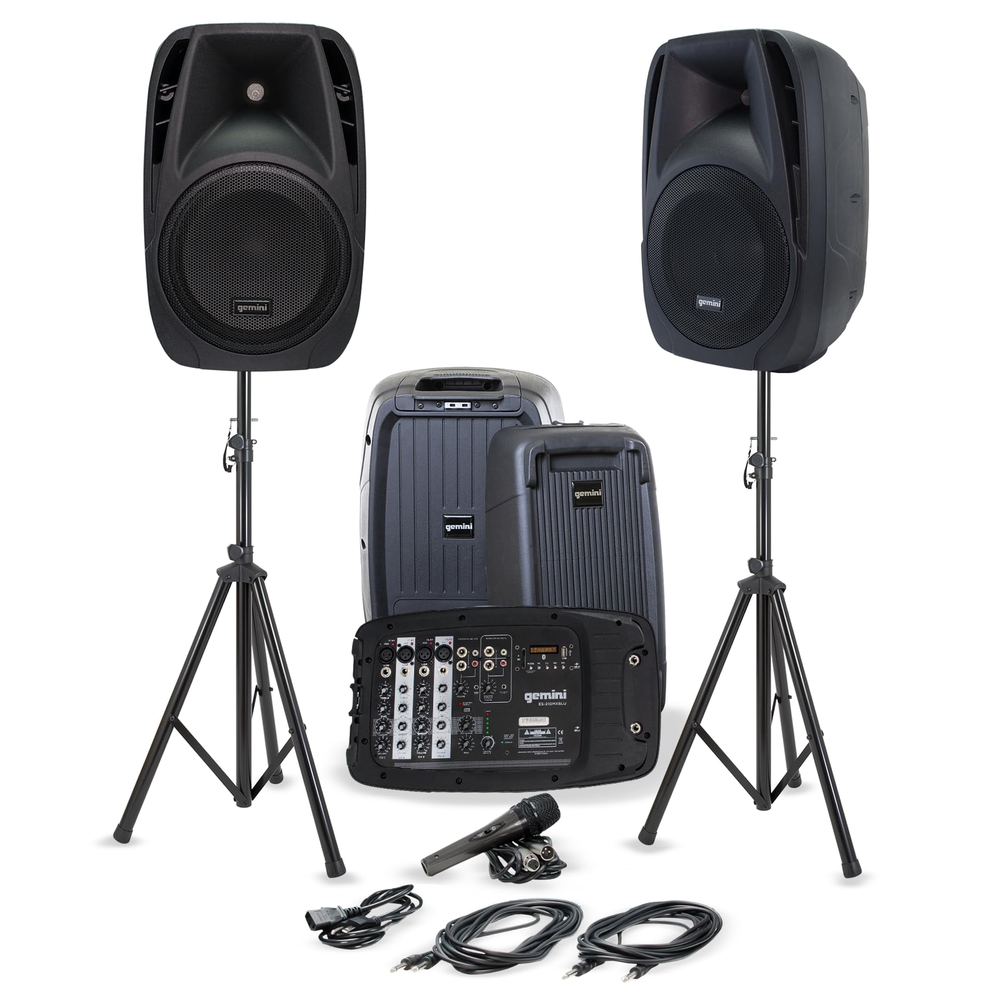 Gemini Sound - Sistema Pa Portátil Gemini Es-210mxblu-st 600w Con Soportes