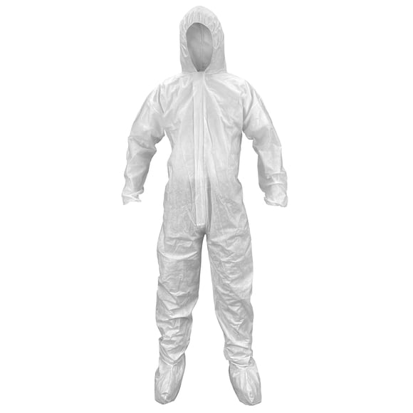 Overol SAS SMS de uso general con capucha y botas, grande, blanco