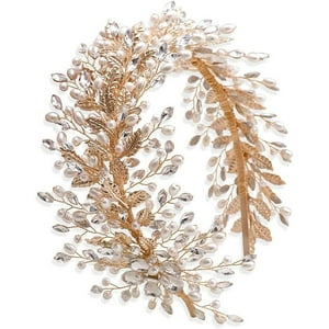 Veatool - Hermoso Aro Para El Cabello, Forma De Hoja, Combinación De Perlas Y Diamantes, Selección De Materiales De Alta Calidad, Tocado Exquisito, Ampliamente Aplicable