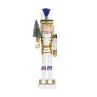 Magideal - 2X Figurita De Cascanueces Decorativa, Escultura Navideña, Conjunto De Ornamento De Madera De Cascanueces Para Vacaciones, Diseño De Escena De Estante Azul