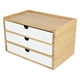 thumbnail image 4 of Cajón De Almacenamiento De Escritorio De Bambú, Suministros De Tijeras Premium Para Estudio, Ba?o, Blanco, Tres Capas, 4 of 5