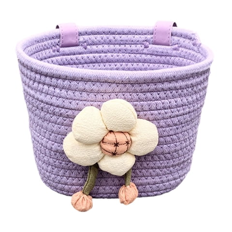 Ioensy - Cesta Delantera Para Bicicleta Infantil De 12 A 16 Pulgadas, Tejida Con Cuerda De Algodón, Color Morado