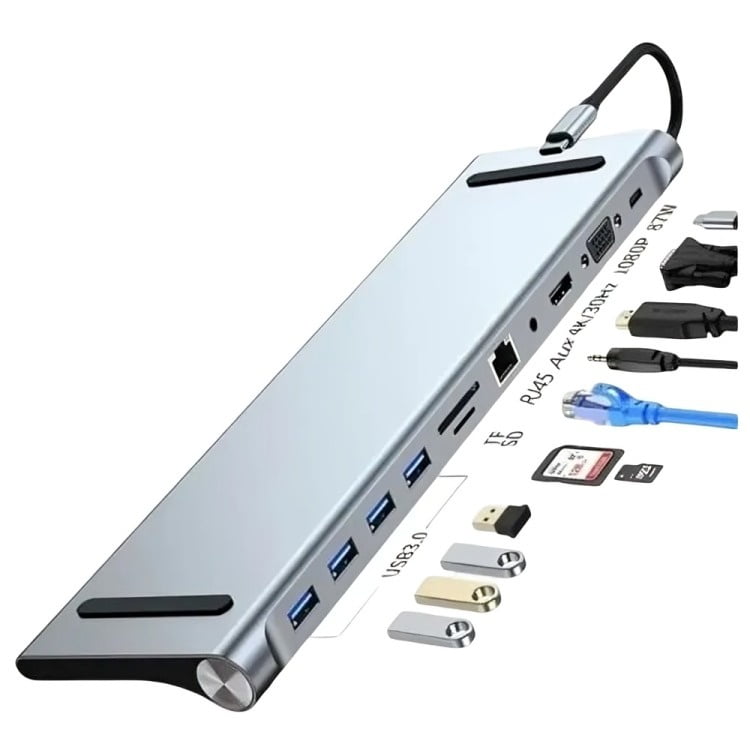 Genérico - Adaptador Hub 11 En 1 Usb Tipo C Usb-c Hdmi Vga
