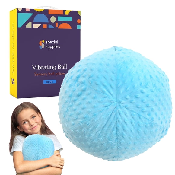 Almohada con forma de bola vibratoria, suministros especiales, terapia sensorial, azul