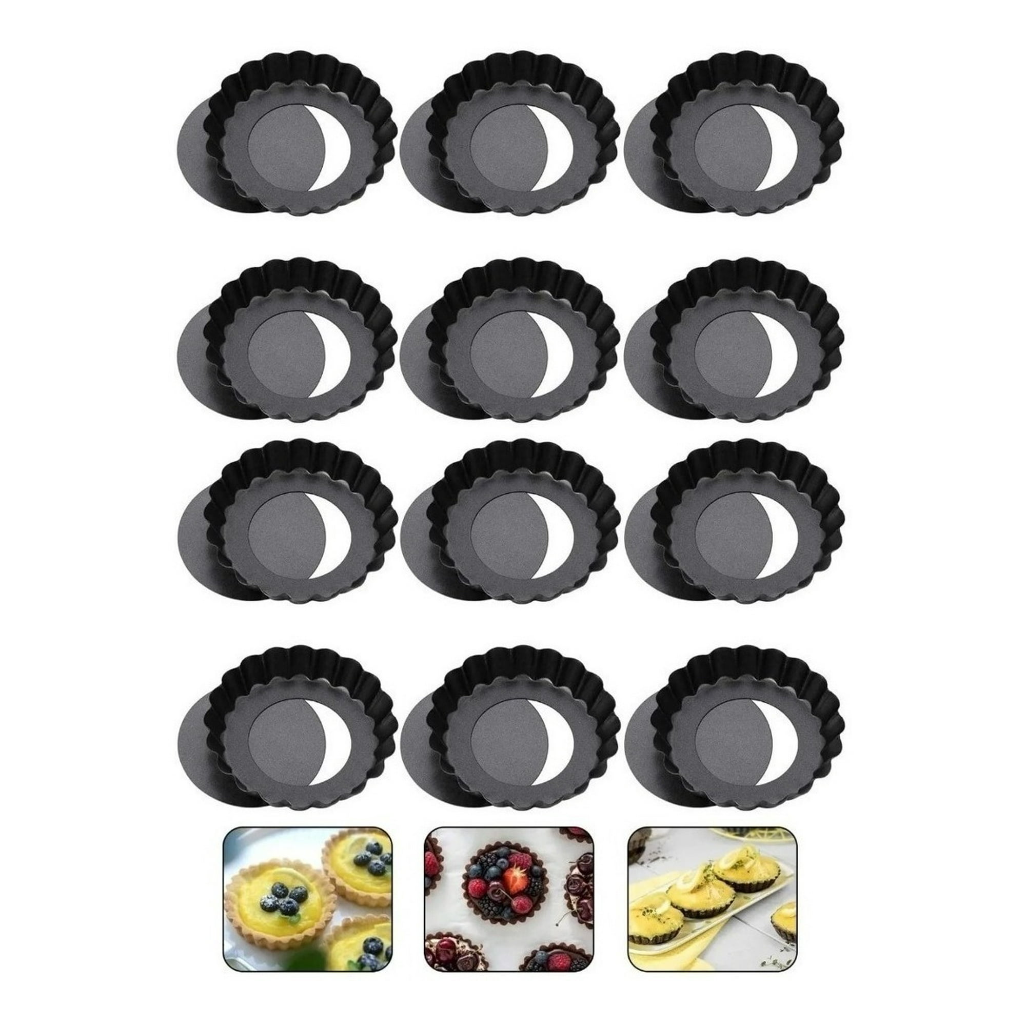 Genérico - Pack X12 Moldes Tartaleta Desmontable Tarta Individual 8cm