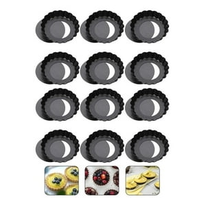 Genérico - Pack X12 Moldes Tartaleta Desmontable Tarta Individual 8Cm