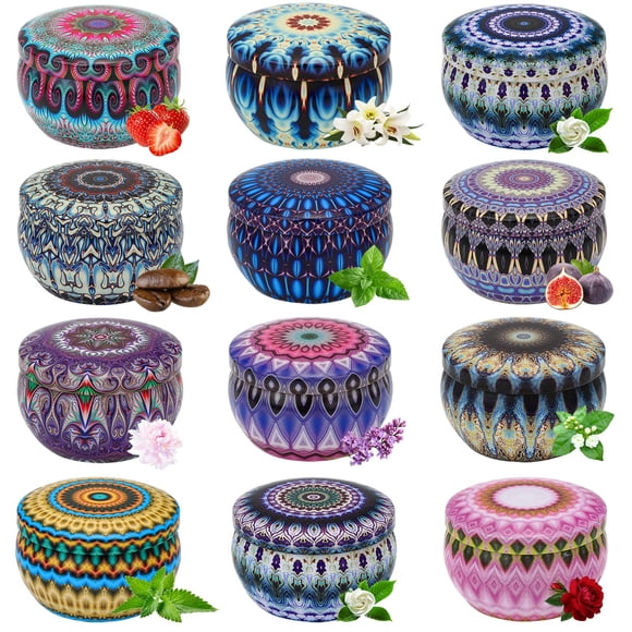 Set de regalo de velas aromáticas, paquete de 12 unidades, cera de soja en tarro, 300 ml