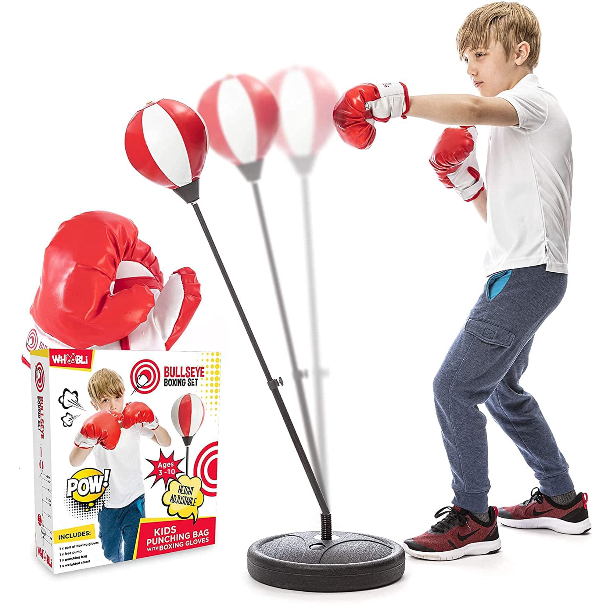 Set De Sacos De Boxeo Whoobli Bullseye Para Niños De 3 A 10 Años Con Guantes