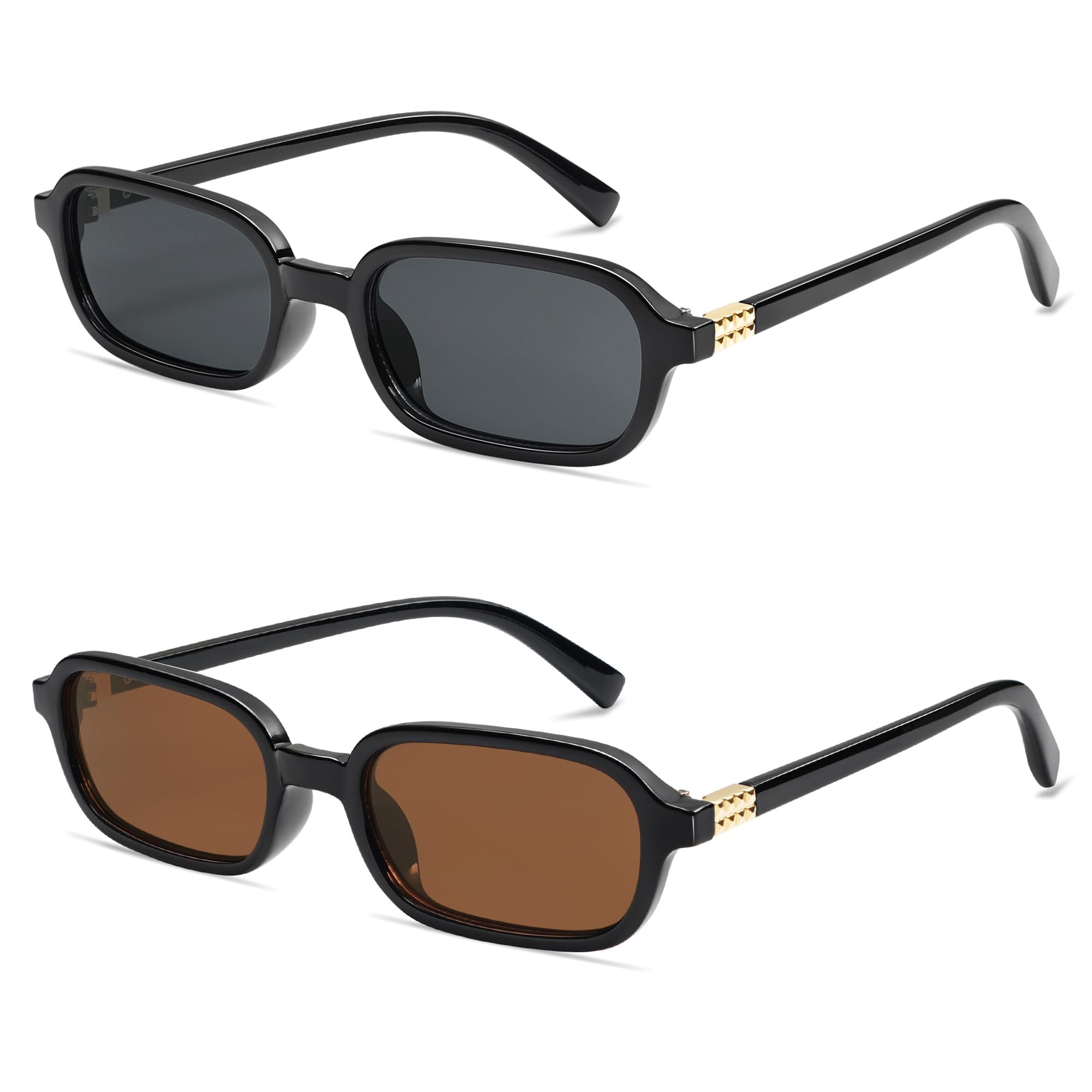 Gafas De Sol Appassal Retro Rectangulares Para Mujer Negro/gris