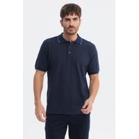 Fashionspark - Polera Hombre Pique Mini Print Azul Marino