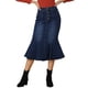 thumbnail image 1 of Falda de Cola de Pescado para Mujer INSPIRE CHIC de Mezclilla Maxi Desgastada Azul Oscuro M, 1 of 6