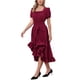 thumbnail image 4 of INSPIRAR CHIC Vestido Victoriano para Mujeres Traje Renacentista Vestido Midi con Cintura Fruncida y Volantes XL Burdeos, 4 of 6