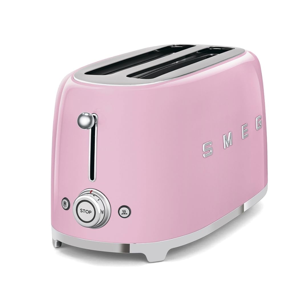 Tostadora Smeg 50's Retro De 4 Rebanadas Rosa Con 6 Niveles De Dorado