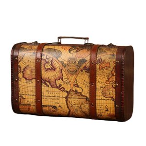 Magideal - Caja De Maleta Vintage, Caja De Almacenamiento, Maletas, Adornos, Cofres De Tesoros De Madera Resistentes Y Portátiles, Caja Decorativa Para Ventana, Hogar, Dormitorio S