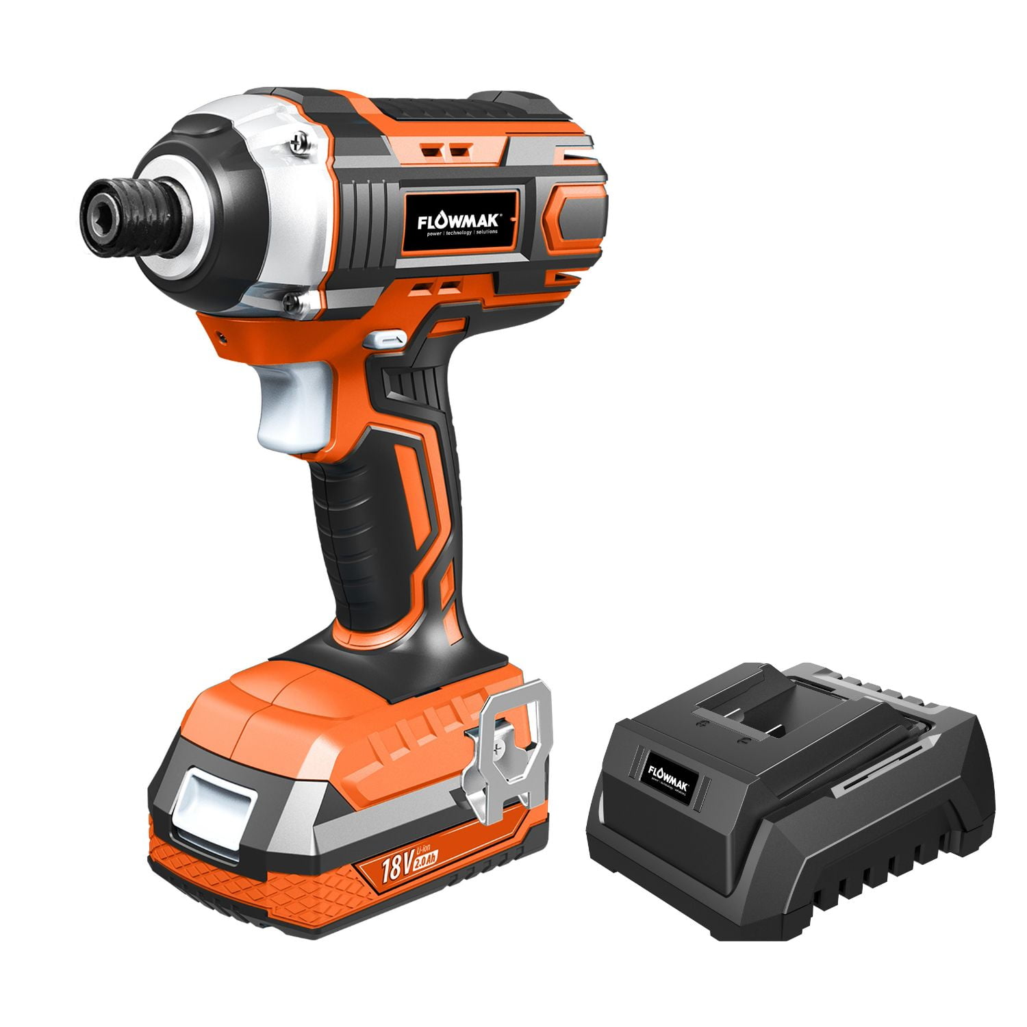 Atornillador Impacto 1/4 18v Con Batería, Marca Flowmak