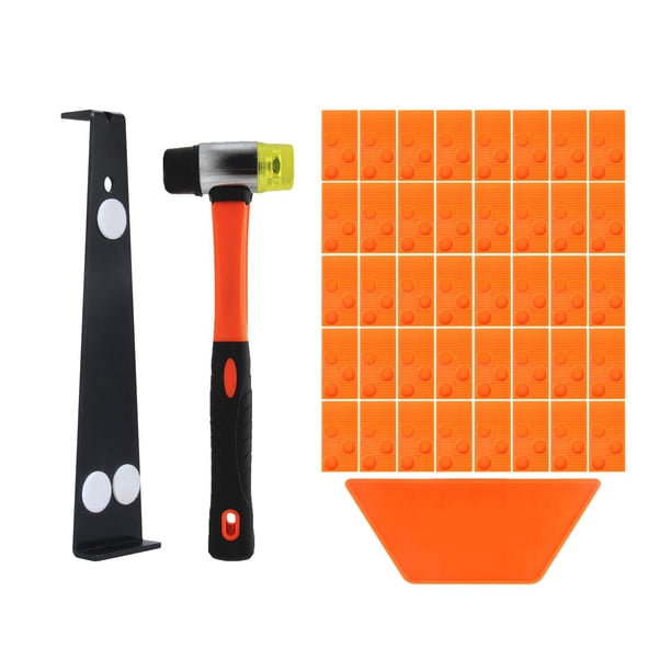Juego de instalación de pisos de madera laminada, 43 Uds., con espaciadores, resistente, barra de tracción, mazo con mango de fibra de vidrio de alta Bloque trapezoidal