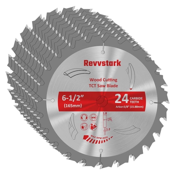 10 hojas de sierra circular Revvstark 6½ pulgadas, 24 dientes, para cortar madera