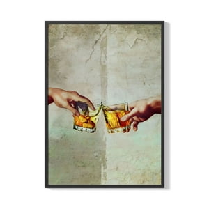 Creango - Cuadro Poster Enmarcado La Creacion De Adam Whisky Decorativo