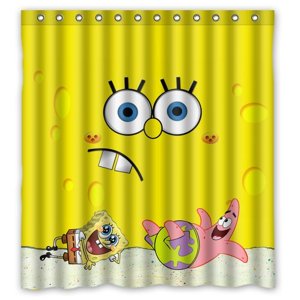 Pinghai - Cortina De Ducha De Bob Esponja Y Patricio Estrella, Juego De Cortinas De Baño Con Ganchos, Tamaño 66 X 72 Pulgadas