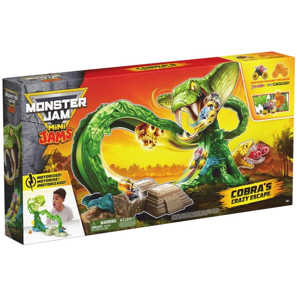 ⭐︎最終⭐︎MonsterJam Mini Cobra's Crazy Escape Playset Monster Jam Mini atasca Cobra's Crazy Escape con camiones
